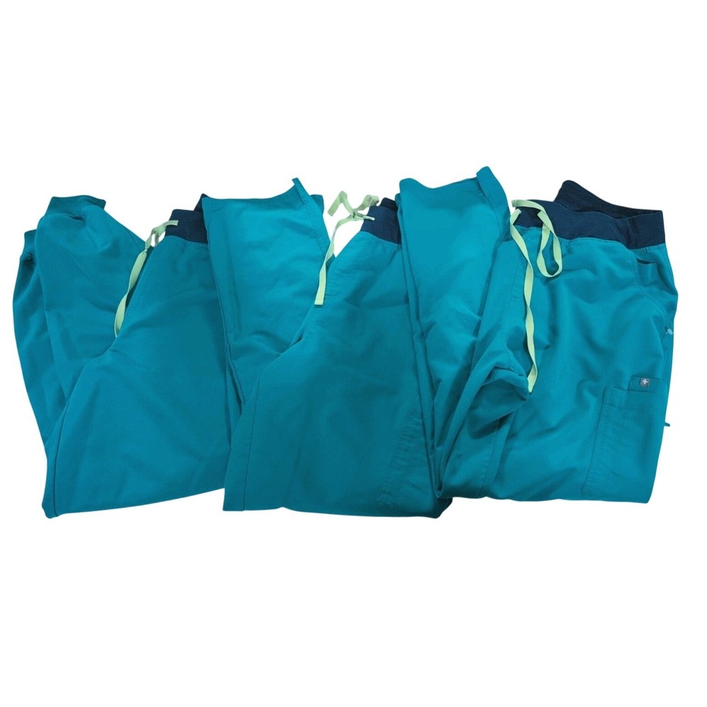 LOT OF 3 FIGS Bundle Zamora Jogger Scrub Pants Cactus Teal Neon XXL Tall XXL/T
